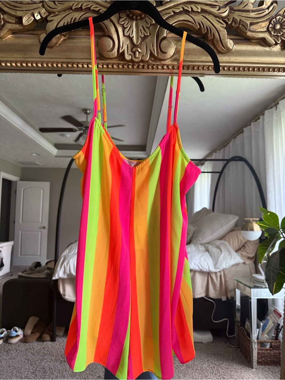 NWT Show Me Your MuMu Neon Pink Orange Yellow Striped Romper